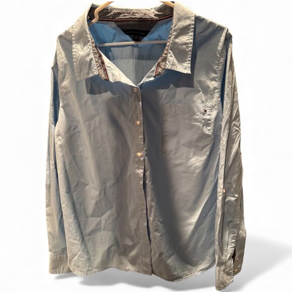 Tommy Hilfiger Mens Blue Custom Fit Button Down Shirt Size XXL Classic Cotton‎ - Picture 1 of 2
